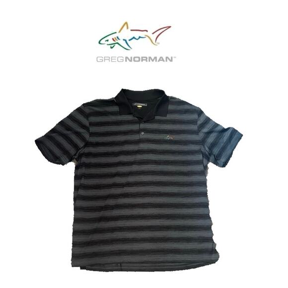 Greg Norman Gray / Black Striped Polo XXL - Picture 2 of 5